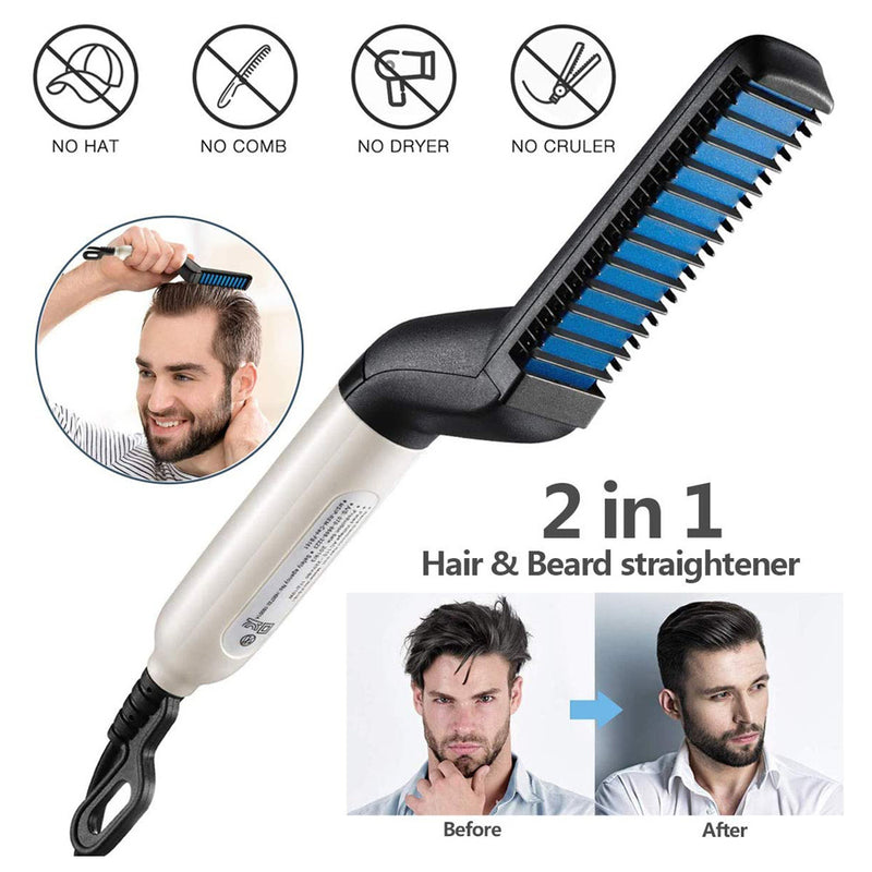 Electric Hair Straightener Brush,Men Quick Beard Straightener Styler
