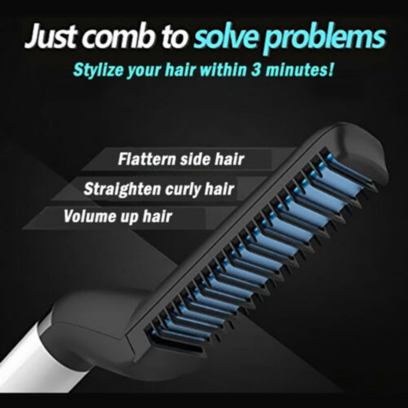 Electric Hair Straightener Brush,Men Quick Beard Straightener Styler