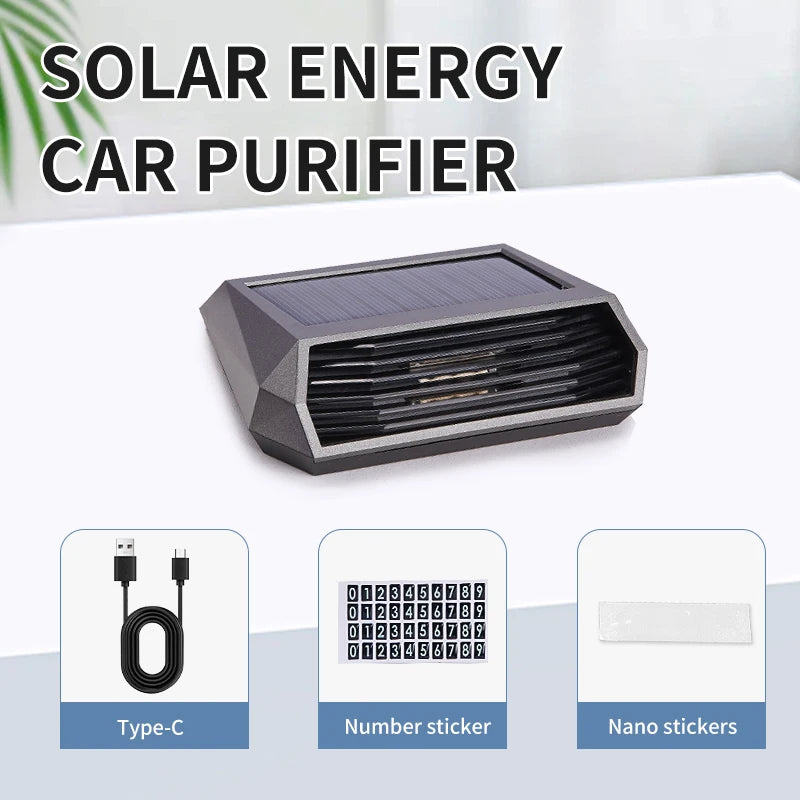 Solar Car Air Purifier Usb Rechargeable