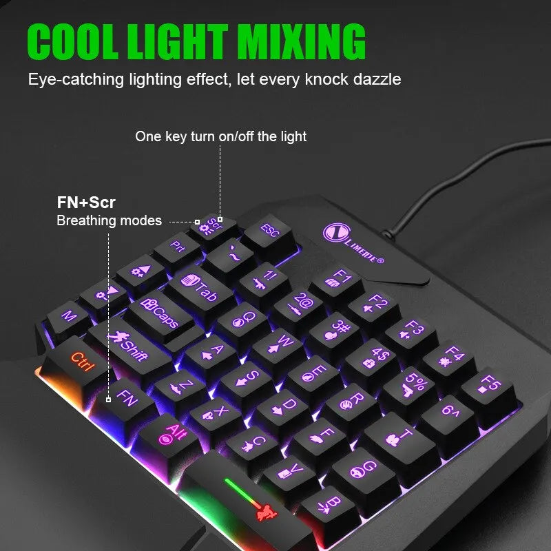 Gaming Keyboard Single Hand Mini Usb Ultra-slim Wired 35keys